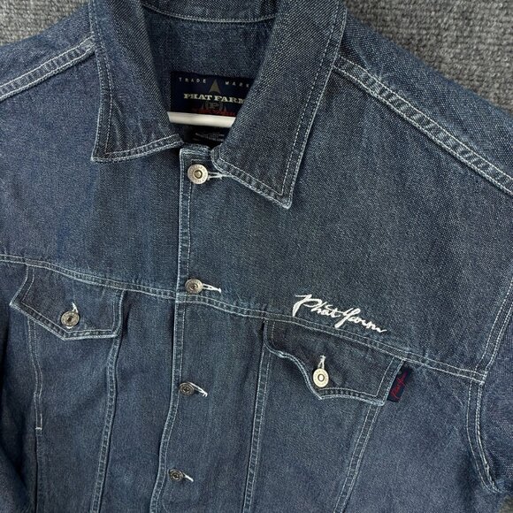 VTG Phat Farm Denim Jacket Men XL Buttons Y2K Streetwear Hip Hop 90's 00's - Picture 2 of 16